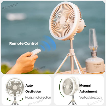 Portable 10000mAh Oscillating Fan – Wireless & Powerful