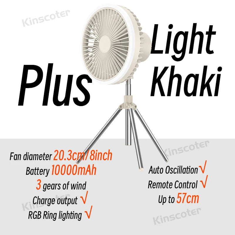 Portable 10000mAh Oscillating Fan – Wireless & Powerful